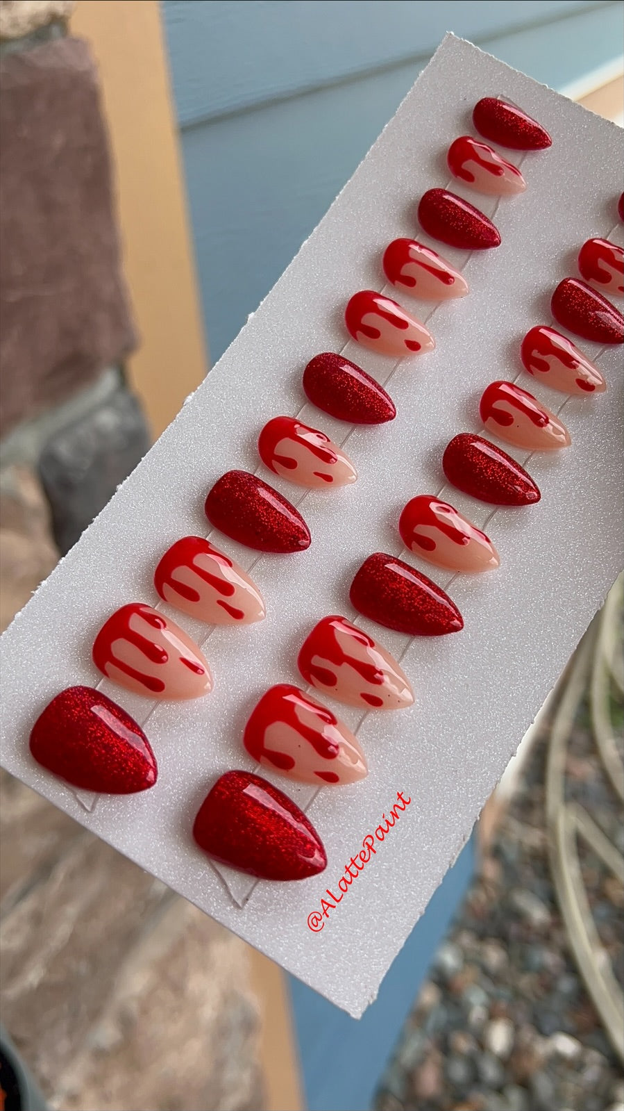 MADE TO ORDER Crimson Fang Nails Press Ons