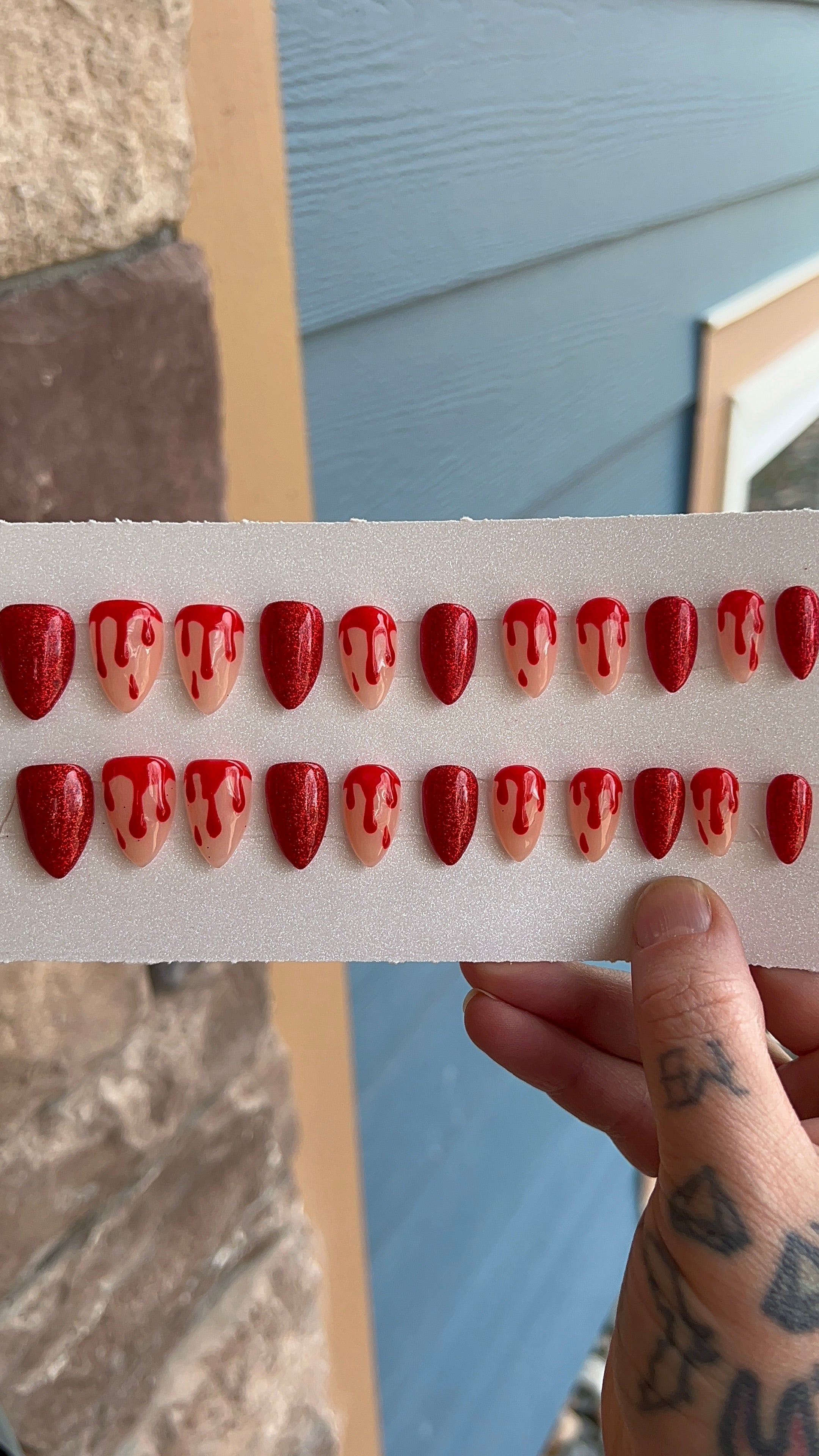 MADE TO ORDER Crimson Fang Nails Press Ons