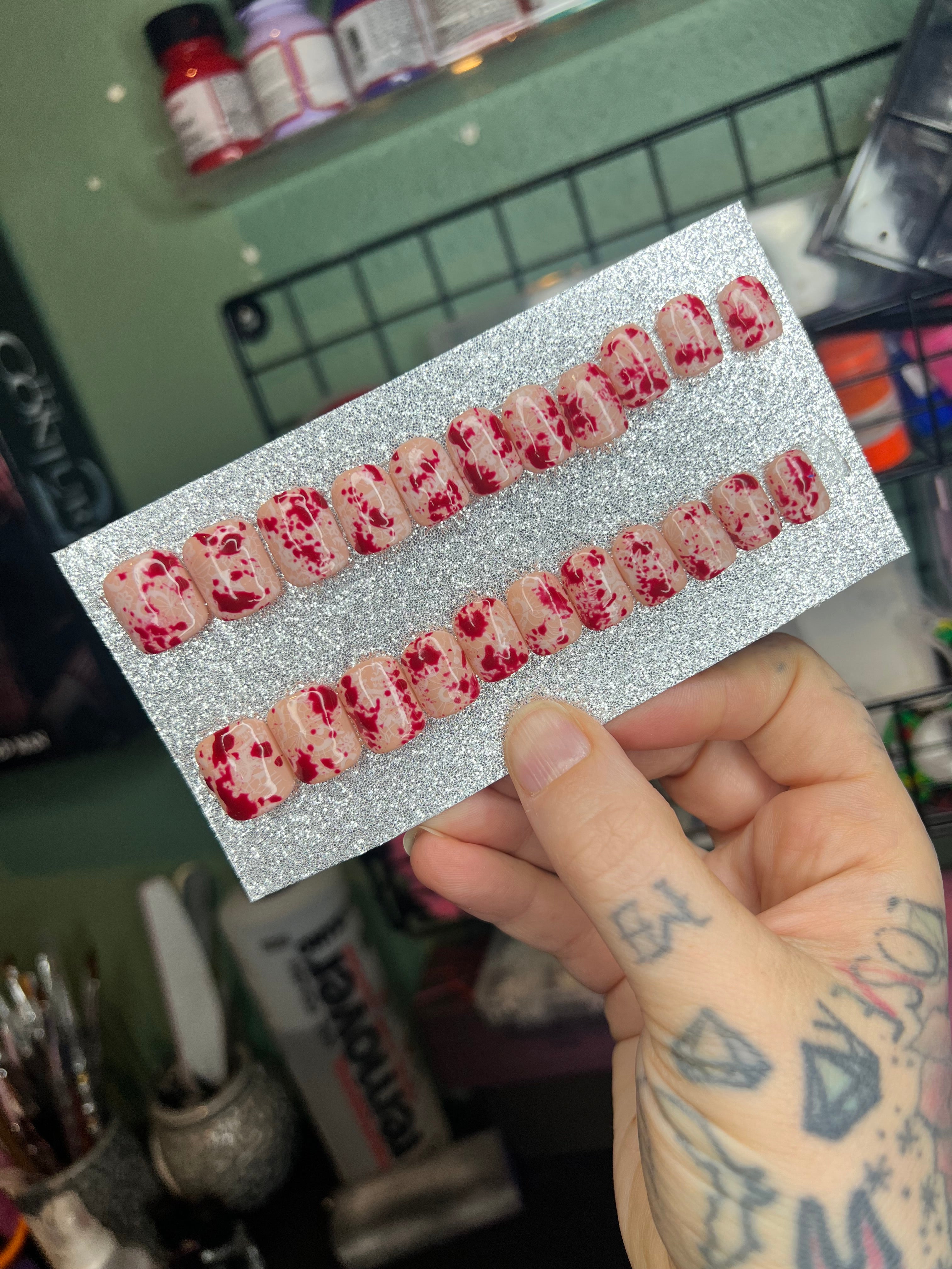 MADE TO ORDER Lace and Spatter Press Ons