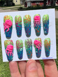 3D Sculpted Jellyfish Fields Nails PRE-SIZED