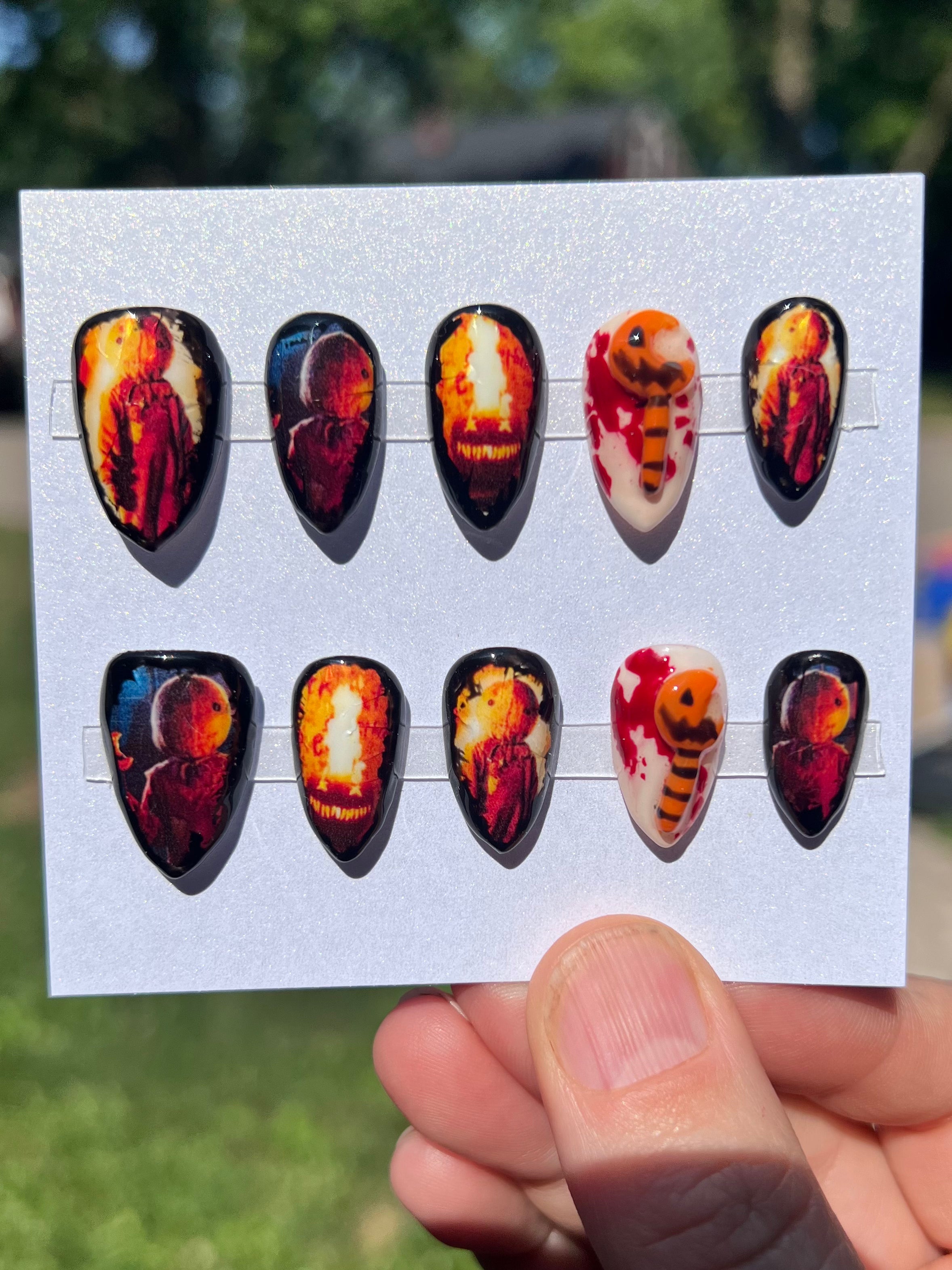 Halloween Treat Nails with 3D element PRE-SIZED