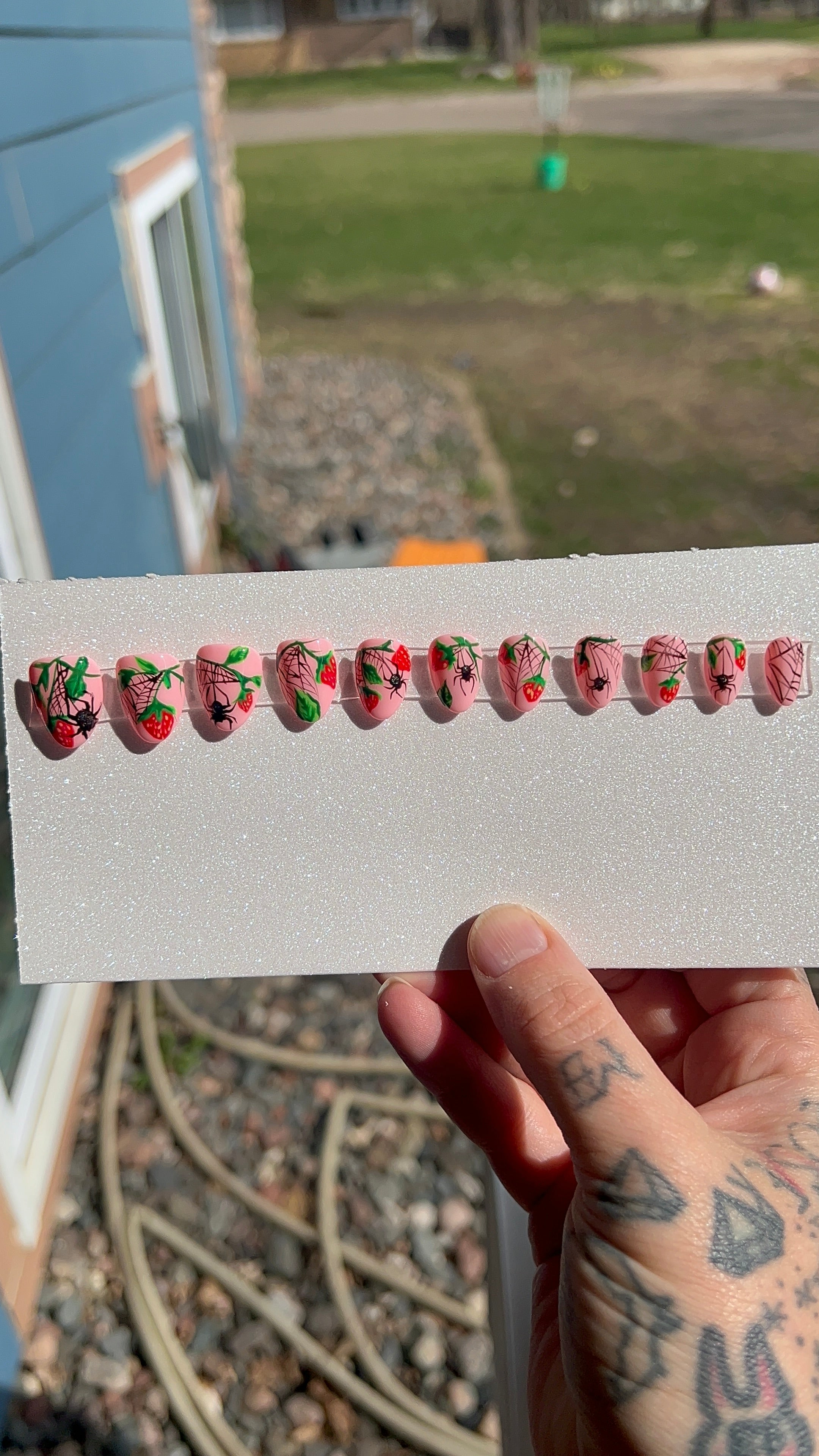 MADE TO ORDER Strawberry Webs Press On Nails, Spooky Spring