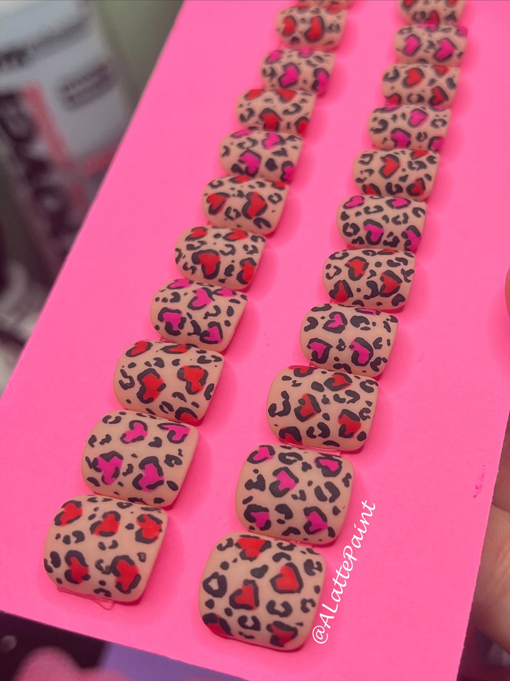 MADE TO ORDER Heart Leopard print matte finish Press Ons
