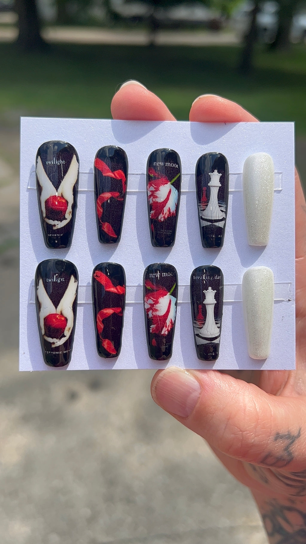 MADE TO ORDER Books and Diamond Skin Press Ons Nails