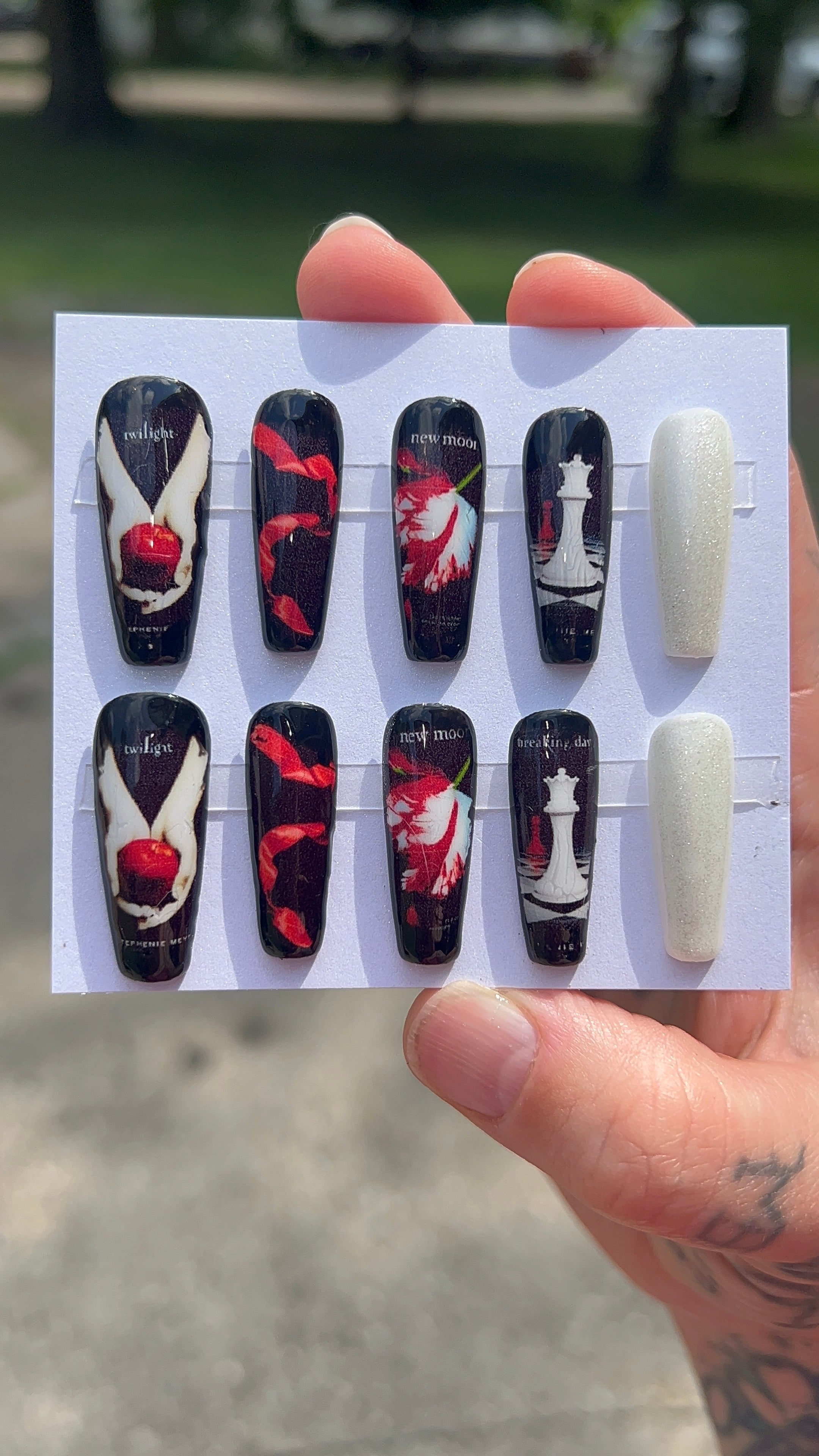MADE TO ORDER Books and Diamond Skin Press Ons Nails